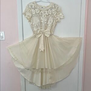 Elegant Cream Lace Kids Dress